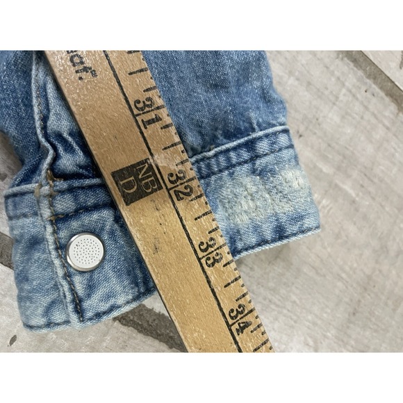The Kooples jeans distressed denim button down shirt‎ size Medium - Picture 4 of 6